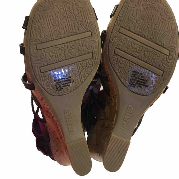 Unlisted Sandals Strappy Caged Womens 7.5 M Wedge Brown Vegan NWT - Picture 8 of 13